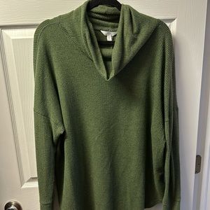 Cowl neck waffle knit top